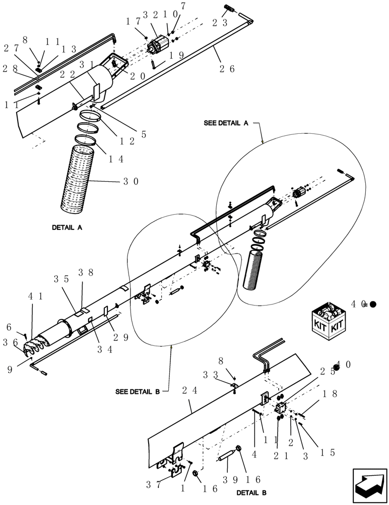 Схема запчастей Case IH ADX3430 - (L.10.B[08]) - AUGER TUBE ASSEMBLY (ASN CBJ0019301) L - Field Processing