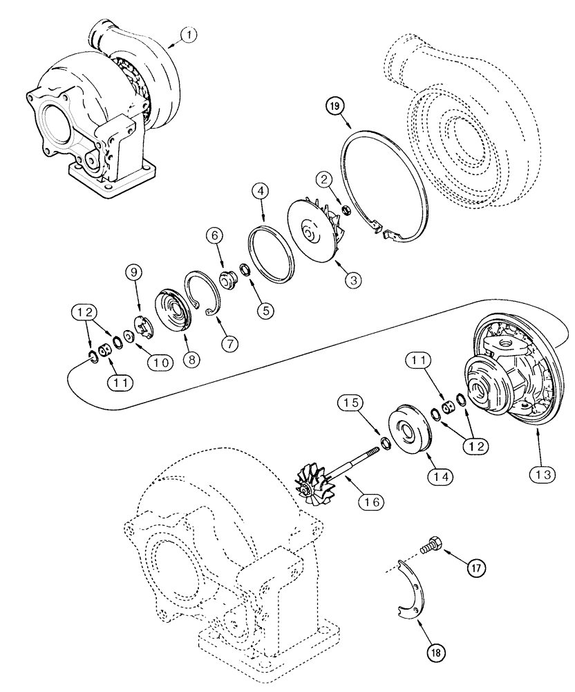 Схема запчастей Case IH MX170 - (02-17) - TURBOCHARGER (10) - ENGINE