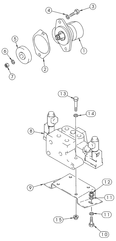 Схема запчастей Case IH 95XT - (08-45) - HYDRAULICS, ATTACHMENT - HIGH FLOW, GEAR, GEAR PUMP & CONTROL VALVE MOUNTING (08) - HYDRAULICS