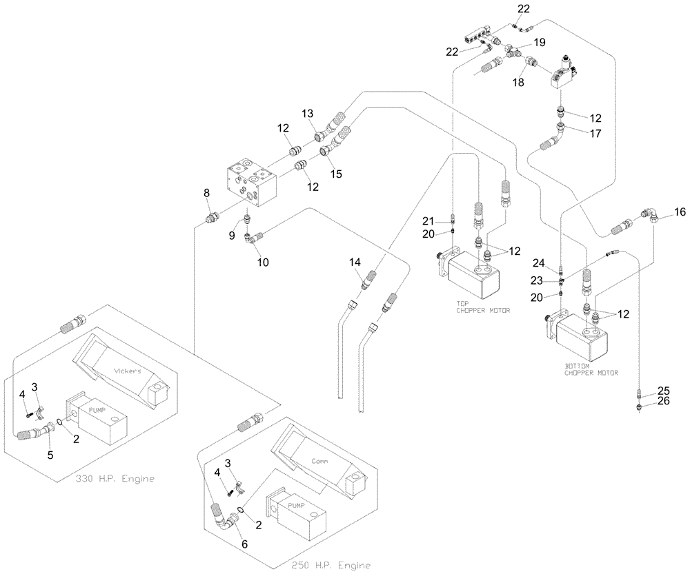 Схема запчастей Case IH A7000 - (B08.05[01]) - Hydraulic Circuit {Chopper} (07) - HYDRAULICS