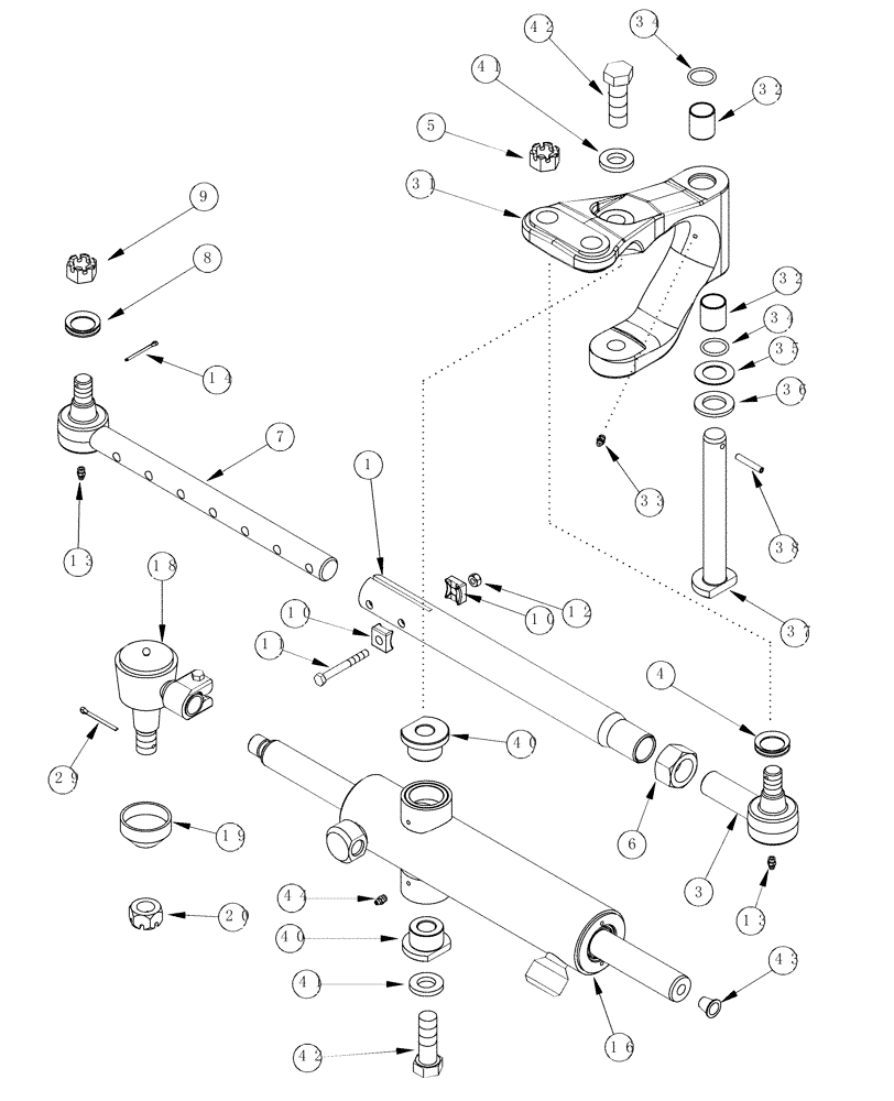 Схема запчастей Case IH MX210 - (05-08) - TIE ROD AND STEERING CYLINDER - 2 WHEEL DRIVE (05) - STEERING