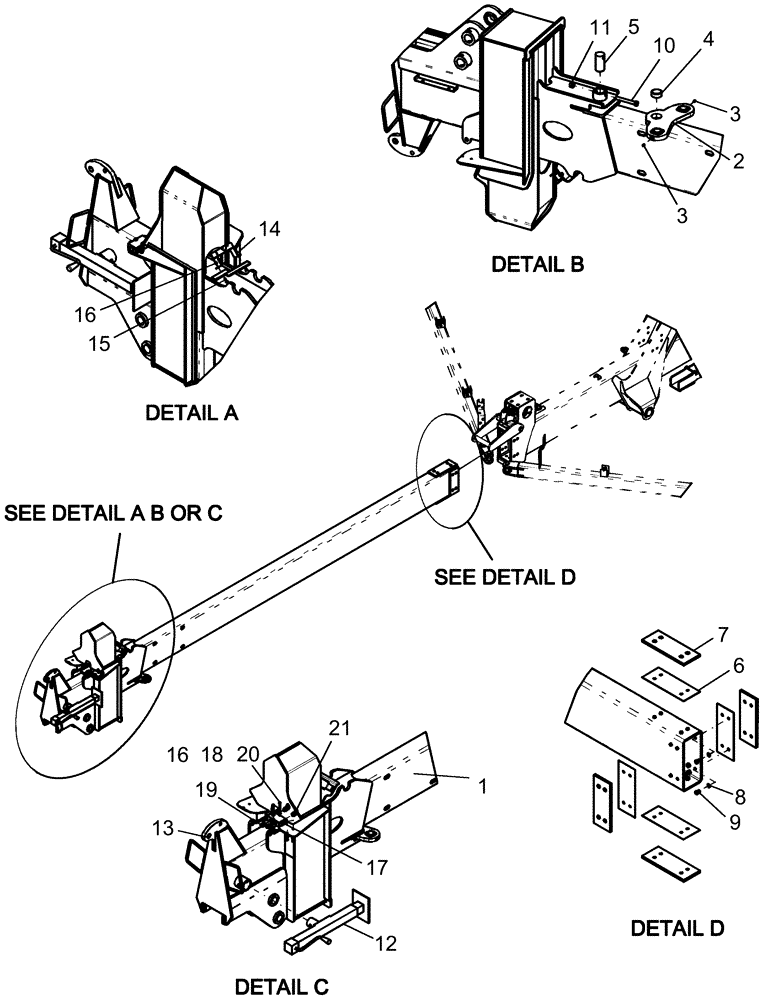 Схема запчастей Case IH 1260 - (39.100.02[01]) - FRAME - INNER HITCH 60 (39) - FRAMES AND BALLASTING