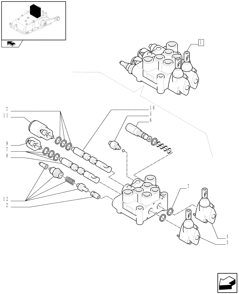 Схема запчастей Case IH FARMALL 90 - (1.82.7/01B) - 2 CONTROL VALVES (1 S/D + 1 DOUBLE ACTING W/FLOAT W/KICK OUT) - BREAKDOWN (07) - HYDRAULIC SYSTEM