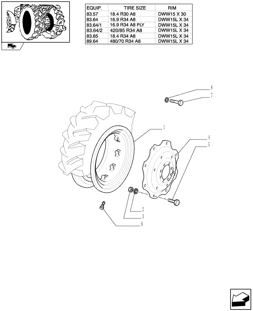 Схема запчастей Case IH FARMALL 95 - (83.00[02]) - DRIVE WHEELS (11) - WHEELS/TRACKS