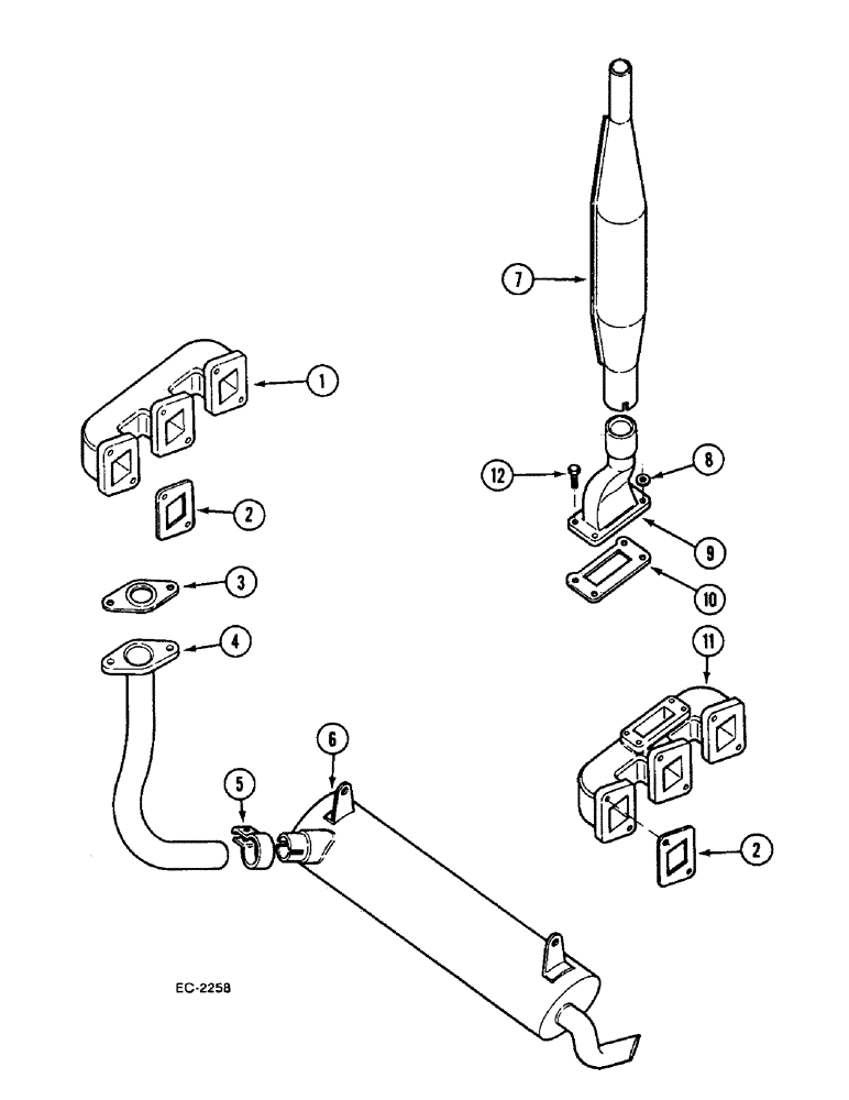 Схема запчастей Case IH 633 - (2-22) - EXHAUST AND MANIFOLD (02) - ENGINE