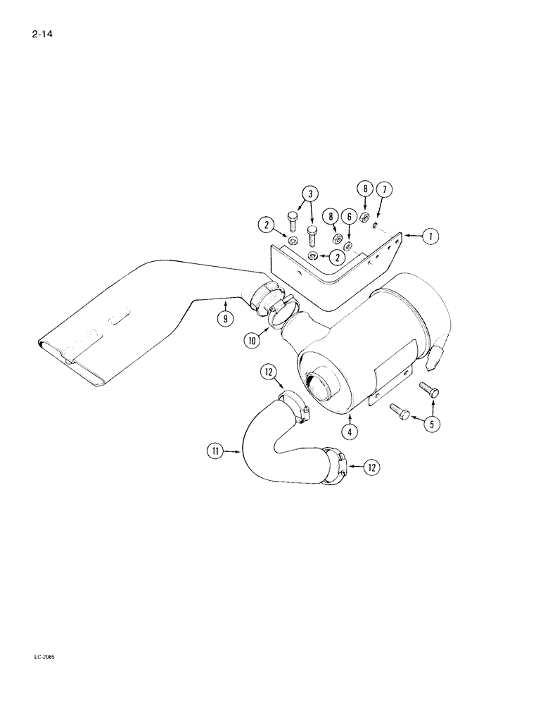 Схема запчастей Case IH 395 - (2-014) - AIR CLEANER MOUNTING (02) - ENGINE