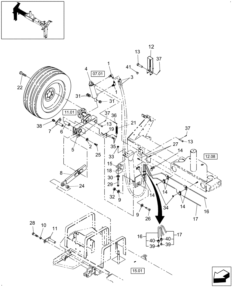 Схема запчастей Case IH DC162 - (12.09) - TRAILFRAME, RH (12) - MAIN FRAME