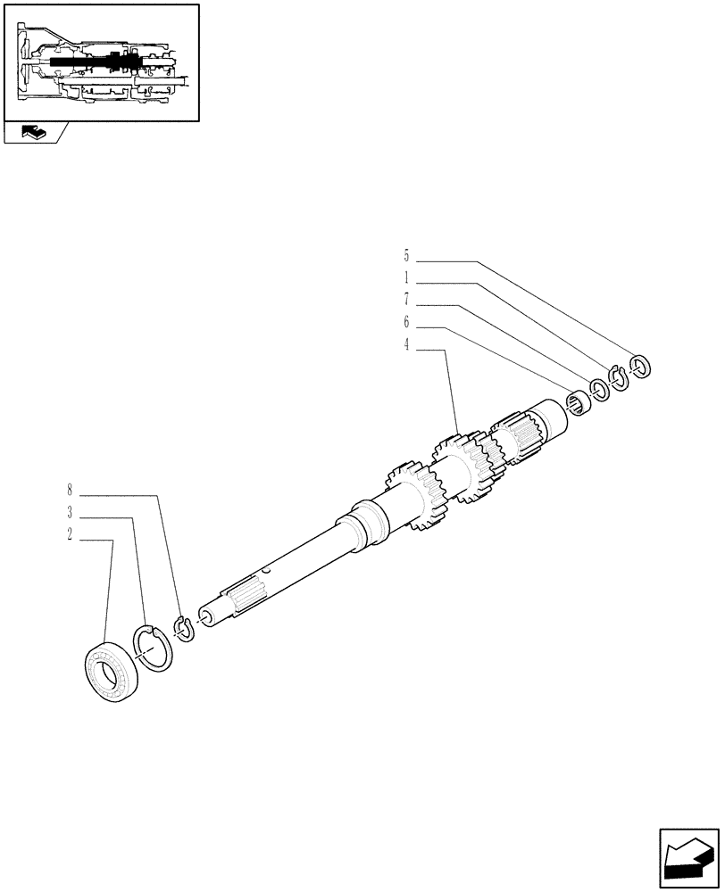 Схема запчастей Case IH FARMALL 65C - (1.28.1/01[01]) - 16X16 HYDRAULIC TRANSMISSION WITH SYNCHRO GEARS AND POWER SHUTTLE - GEAR SHAFT (VAR.330278) (03) - TRANSMISSION