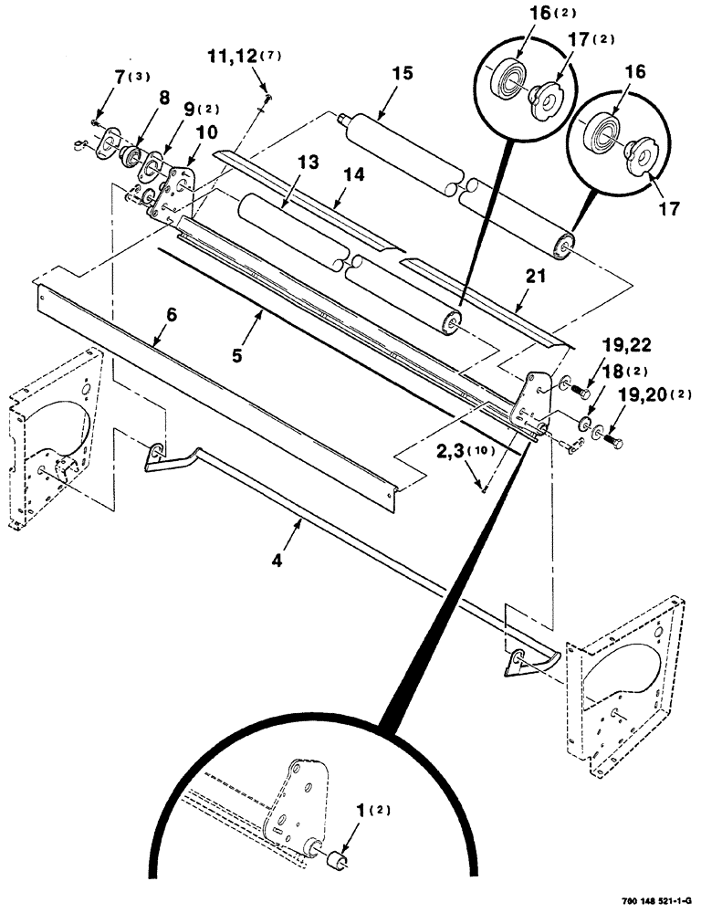 Схема запчастей Case IH RS561 - (07-048) - MESH WRAP ROLLER ASSEMBLIES (12) - MAIN FRAME