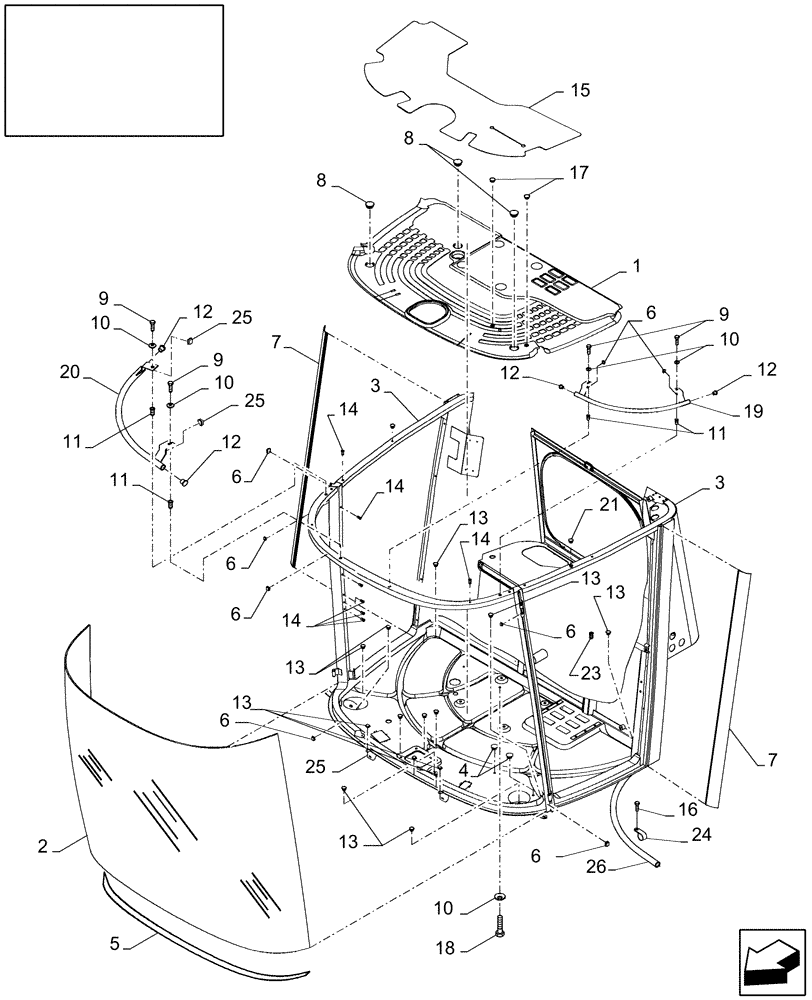 Схема запчастей Case IH AFX8010 - (E.34.A.73) - FRAME, CAB E - Body and Structure