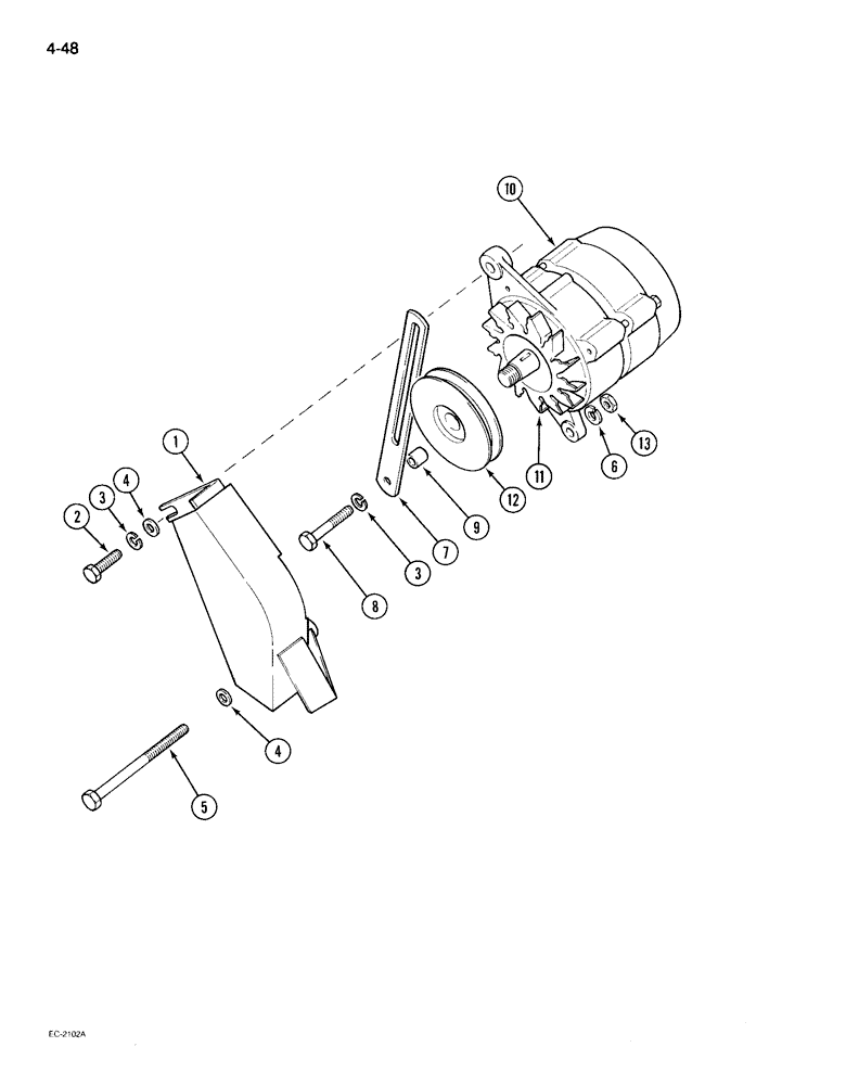 Схема запчастей Case IH 895 - (4-48) - ALTERNATOR MOUNTING AND SHIELD (04) - ELECTRICAL SYSTEMS