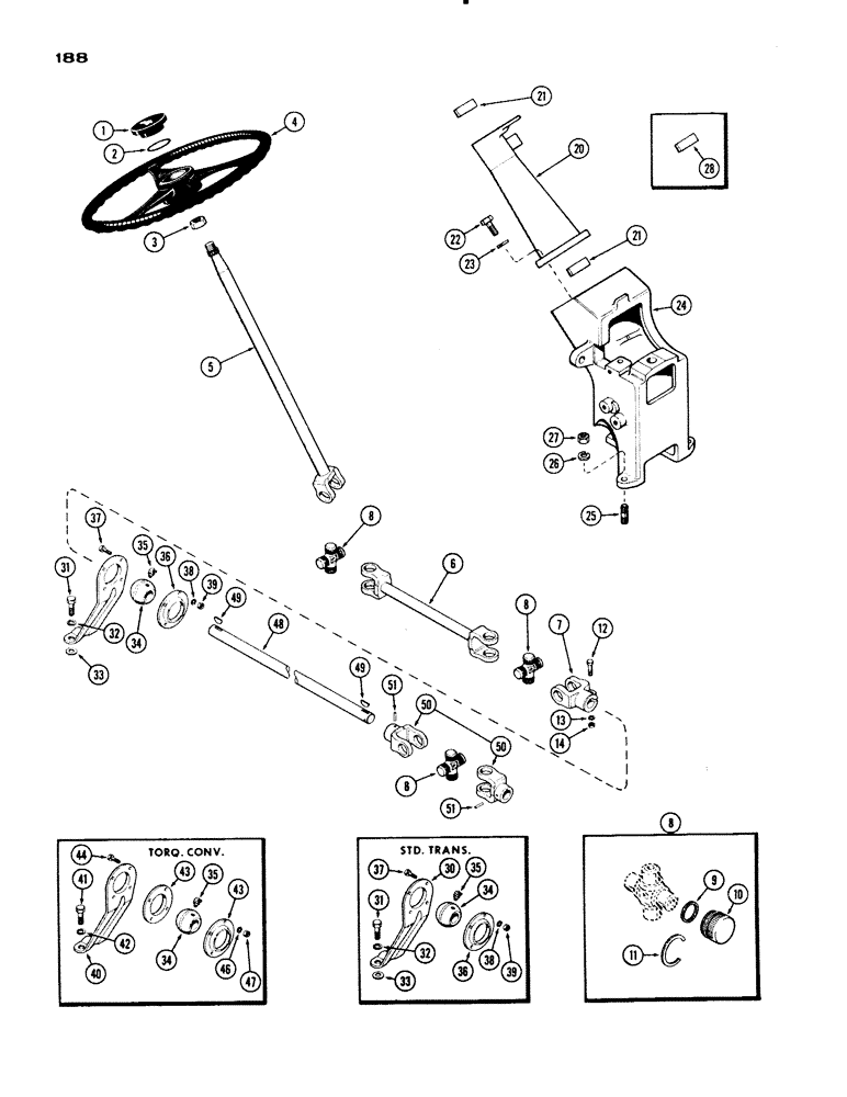 Схема запчастей Case IH 730 SERIES - (188) - STEERING GEAR LINKAGE, GENERAL PURPOSE MODELS (05) - STEERING