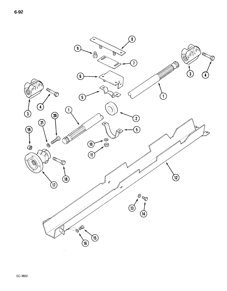 Схема запчастей Case IH 895 - (6-092) - MECHANICAL FRONT DRIVE, DRIVE SHAFT AND SHIELD (06) - POWER TRAIN