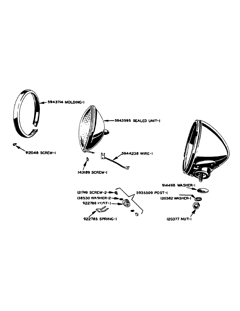 Схема запчастей Case IH 600-SERIES - (059) - PARTS FOR O9898AB FRONT TRACTOR LAMP (04) - ELECTRICAL SYSTEMS