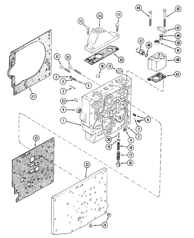 Схема запчастей Case IH 7220 - (6-030) - TRANSMISSION CONTROL VALVE ASSEMBLY, BODY SECTION AND BODY PLATE (06) - POWER TRAIN