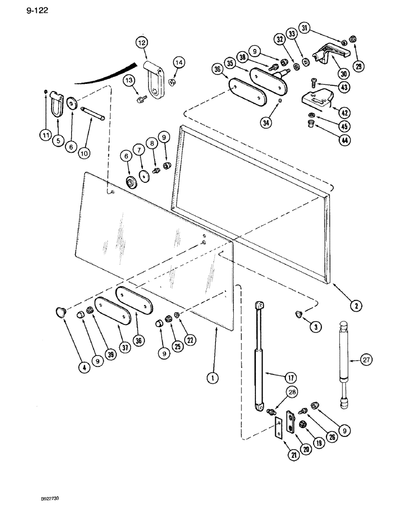 Схема запчастей Case IH 7120 - (9-122) - CAB REAR WINDOW (09) - CHASSIS/ATTACHMENTS