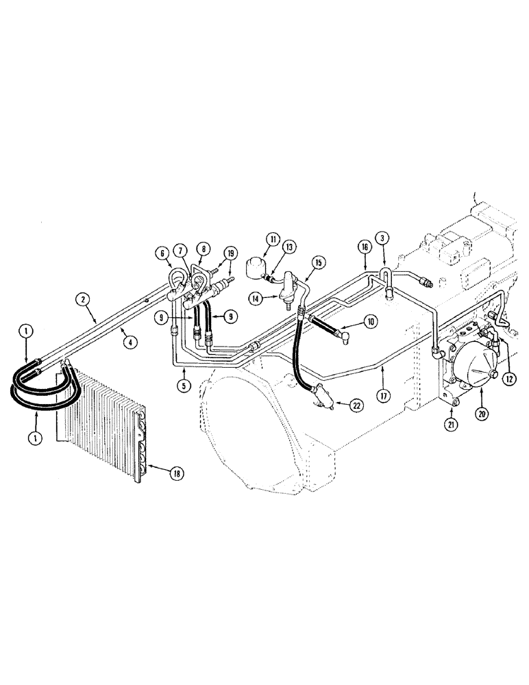 Схема запчастей Case IH 595 - (1-14) - PICTORIAL INDEX, OIL COOLER AND BRAKE TUBES, TRACTOR WITH CAB (00) - PICTORIAL INDEX