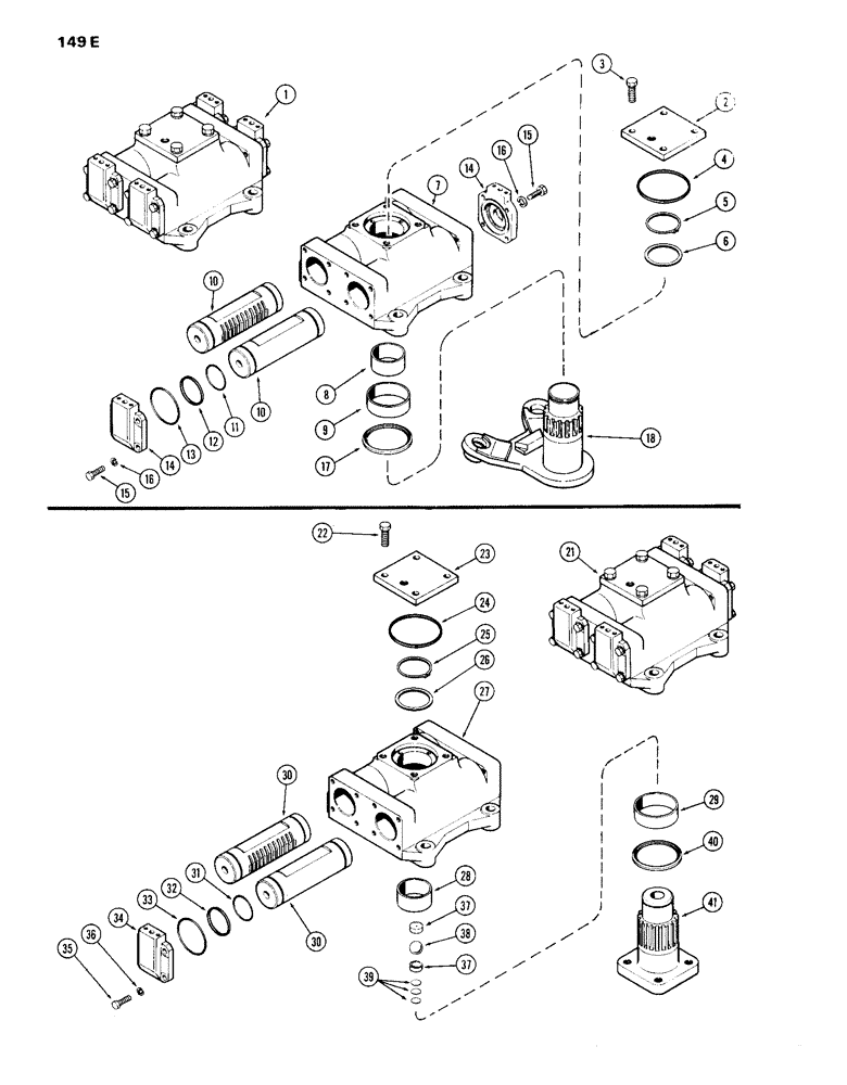 Схема запчастей Case IH 870 - (149E) - A64505 STEERING ACTUATOR, WITH ADJUSTABLE FRONT AXLE, USED TRACTOR SERIAL NUMBERS 8693001 TO 8726609 (05) - STEERING