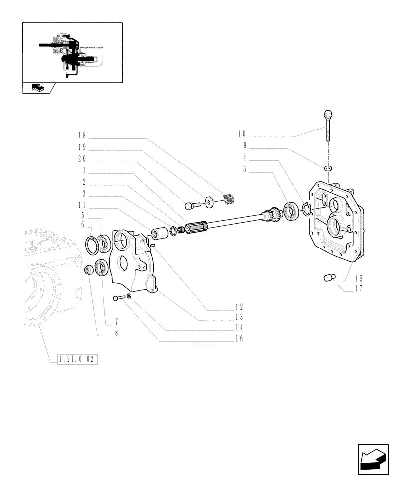 Схема запчастей Case IH FARMALL 60 - (1.80.1/04[01]) - POWER TAKE-OFF 540/1000 NA WITH 2 PTO ENDS AND NA SELECTION SPEED SYSTEM (VAR.335959) (07) - HYDRAULIC SYSTEM