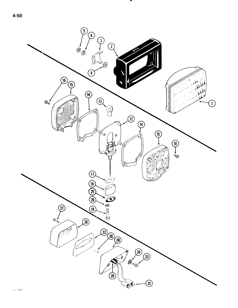 Схема запчастей Case IH 2096 - (4-050) - HEAD, FLASHER AND TAIL LIGHTS (04) - ELECTRICAL SYSTEMS