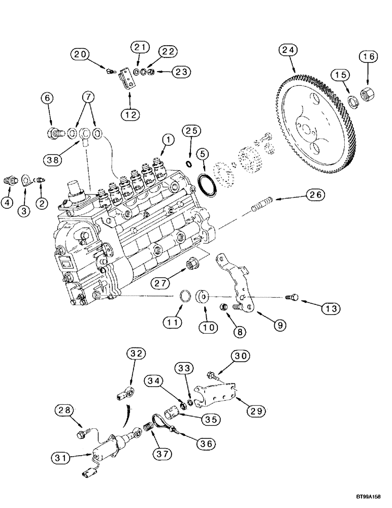 Схема запчастей Case IH MX180 - (3-020) - FUEL INJECTION, PUMP AND DRIVE, MX180, 6T-830 EMISSIONS CERTIFIED ENGINE (03) - FUEL SYSTEM