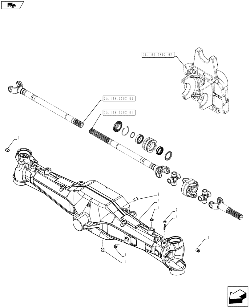 Схема запчастей Case IH PUMA 230 - (25.100.0803[01]) - ABS SYSTEM - 4WD FRONT AXLE WITH SUSPENSION AND BRAKES (VAR.743964) (25) - FRONT AXLE SYSTEM