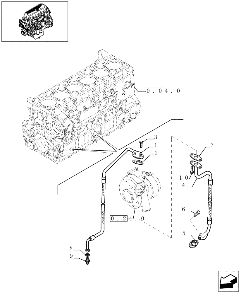 Схема запчастей Case IH F3AE0684D B005 - (0.30.63[01]) - TURBOBLOWER PIPES (504053491 - 504053494) 