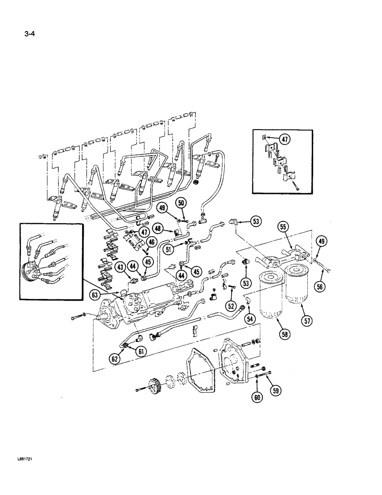 Схема запчастей Case IH 1640 - (3-04) - FUEL INJECTION SYSTEM, D466 ENGINE, (CONT) (02) - FUEL SYSTEM