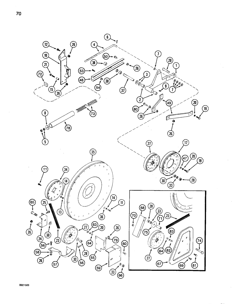 Схема запчастей Case IH 1680 - (070) - RIGHT SIDE BELT DRIVE, EXTENDED LENGTH CLEANING SYSTEM (74) - CLEANING