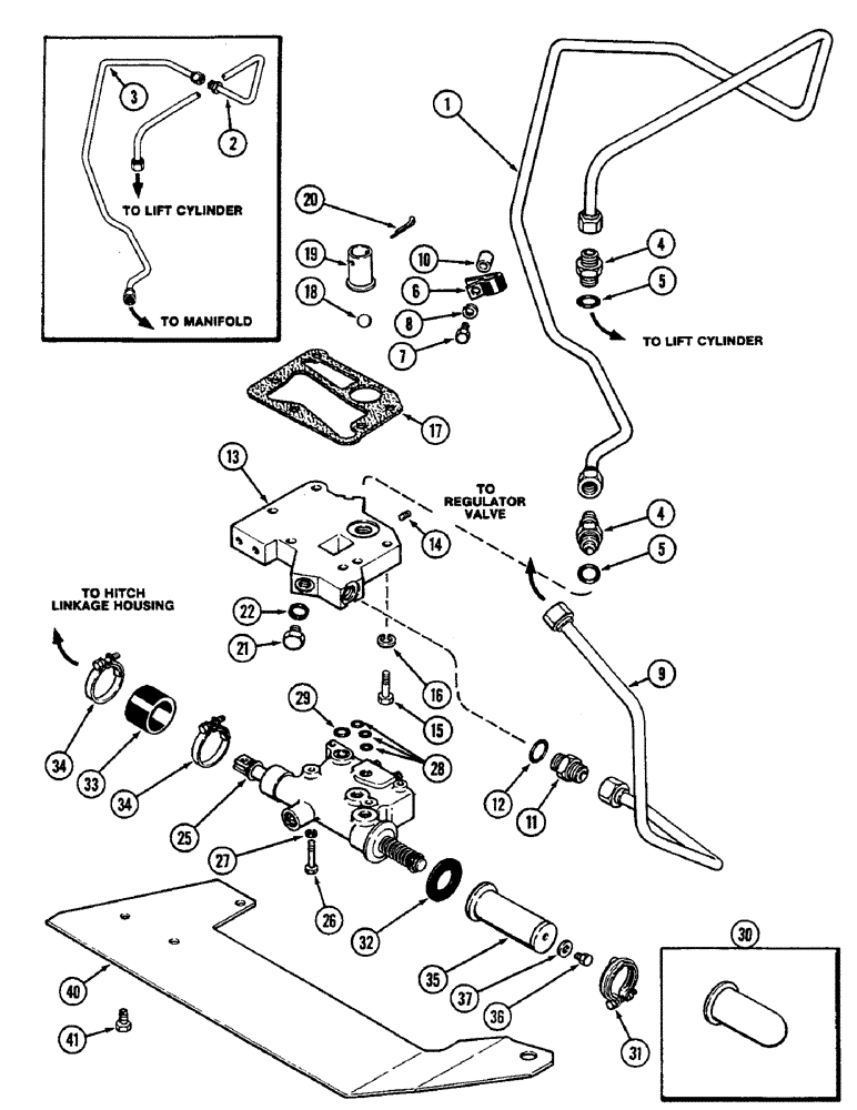 Схема запчастей Case IH 2290 - (8-470) - HITCH CONTROL VALVE, MANIFOLD AND TUBES (08) - HYDRAULICS