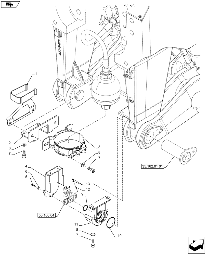 Схема запчастей Case IH PUMA 215 - (35.162.01[04]) - FRONT HPL - BRACKET (VAR.743481-743482-743483-743484-743485-743486 / 743765) (35) - HYDRAULIC SYSTEMS