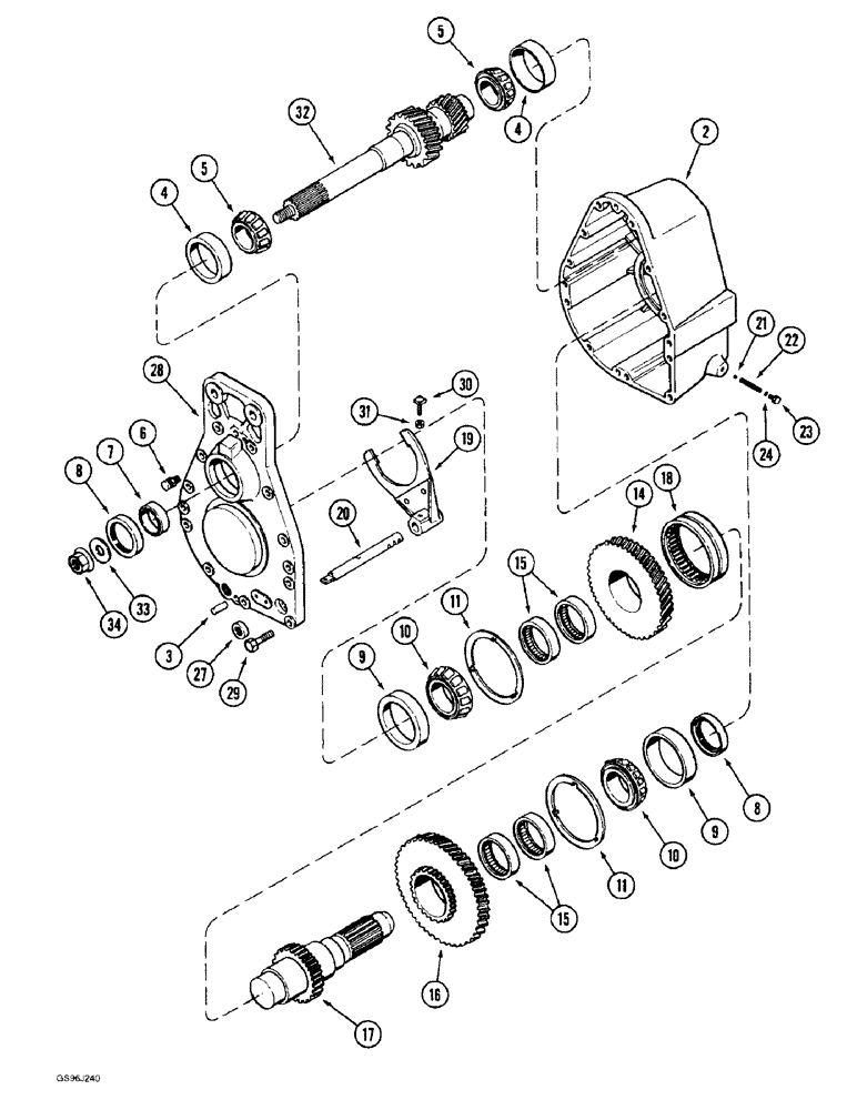 Схема запчастей Case IH 1660 - (9B-14) - ROTOR DRIVE GEAR HOUSING (14) - ROTOR, CONCANVES & SIEVE