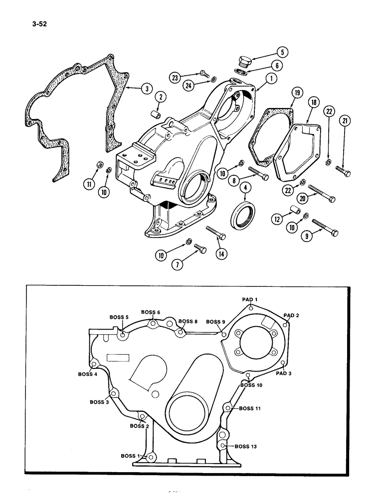 Схема запчастей Case IH 4490 - (3-052) - TIMING GEAR COVER, 504BDT DIESEL ENGINE (03) - FUEL SYSTEM