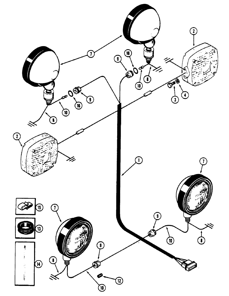 Схема запчастей Case IH 4690 - (4-092) - CAB MOUNTED LIGHTS AND WIRING (04) - ELECTRICAL SYSTEMS