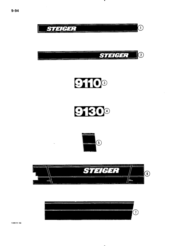 Схема запчастей Case IH 9110 - (9-94) - DECALS (09) - CHASSIS/ATTACHMENTS