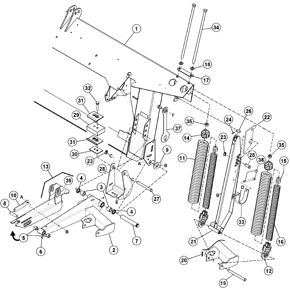 Схема запчастей Case IH 2062 - (09-35) - FRAME AND FLOAT GROUP (03) - CHASSIS/MOUNTED EQUIPMENT