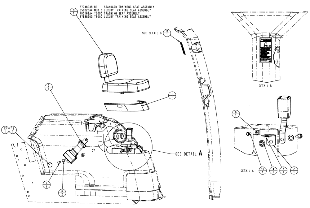 Схема запчастей Case IH SPX3320 - (01-027) - TRAINER SEAT Cab Interior