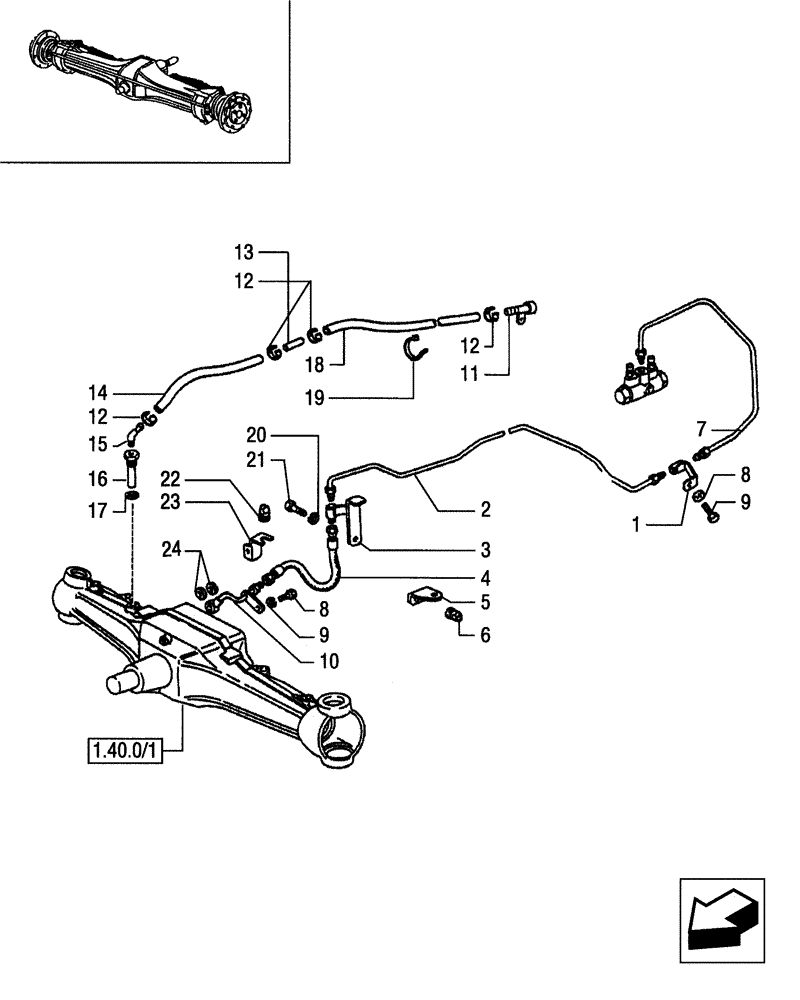 Схема запчастей Case IH JX85 - (1.68.5/02) - (VAR.650) FRONT BRAKE - PIPES (05) - REAR AXLE