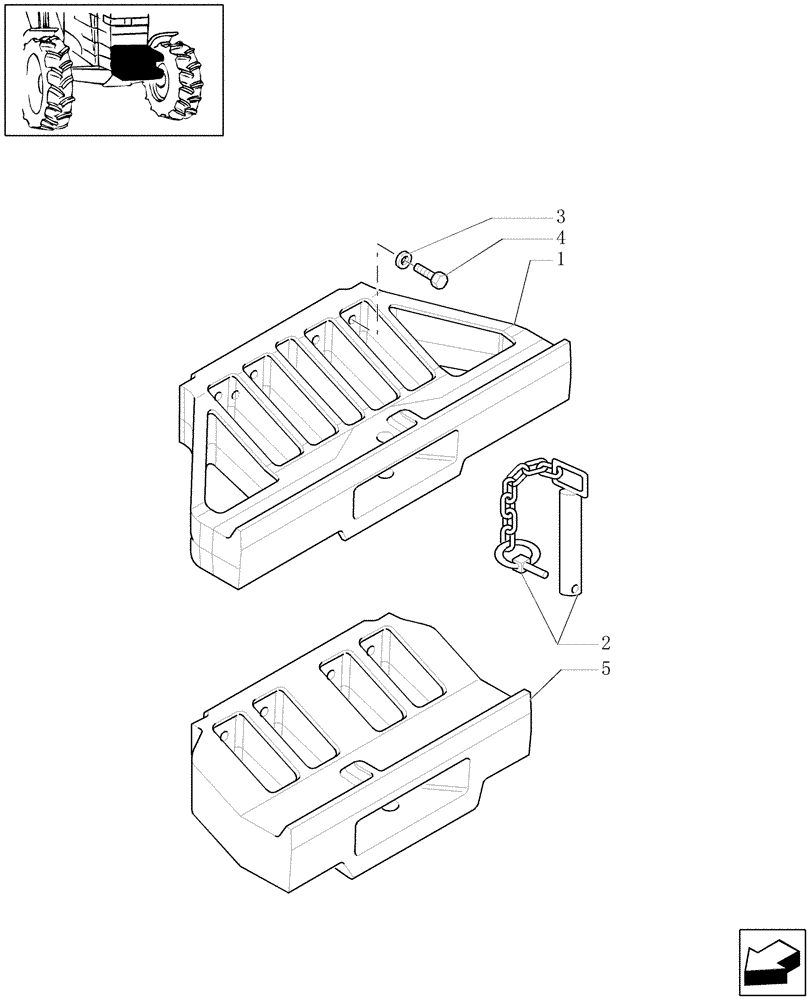 Схема запчастей Case IH MXU110 - (1.21.5) - (VAR.018-023) FRONT WEIGHT CARRIER FOR FAN STYLED WEIGHTS (03) - TRANSMISSION