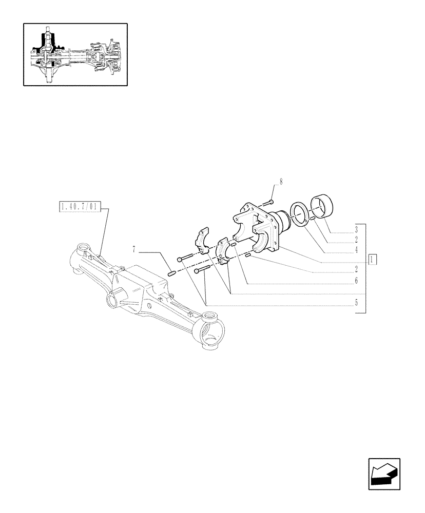 Схема запчастей Case IH MAXXUM 115 - (1.40. 7/05) - (CL.4) FRONT AXLE W/MULTI-PLATE DIFF. LOCK, ST. SENSOR AND BRAKES - SUPPORT (VAR.330426) (04) - FRONT AXLE & STEERING