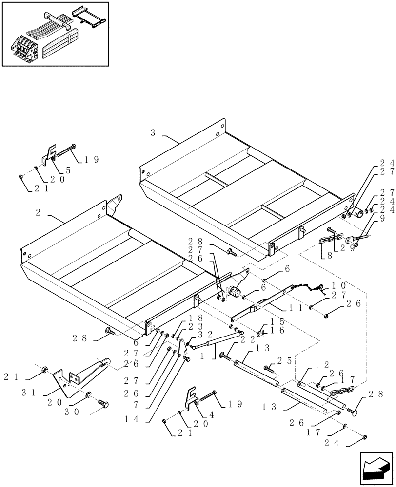 Схема запчастей Case IH LBX421R - (14.05[01]) - PLATE BALE CHUTE (14) - BALE CHAMBER