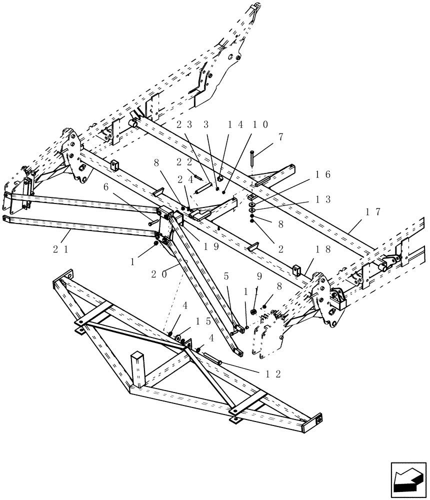 Схема запчастей Case IH ATX400 - (1.020.1) - FRONT BAR, CENTER SECTION (12) - FRAME