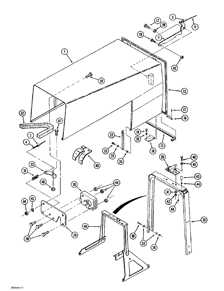 Схема запчастей Case IH 9380 - (9-032) - HOOD AND SUPPORT, P.I.N. JEE0037932 AND AFTER (09) - CHASSIS/ATTACHMENTS