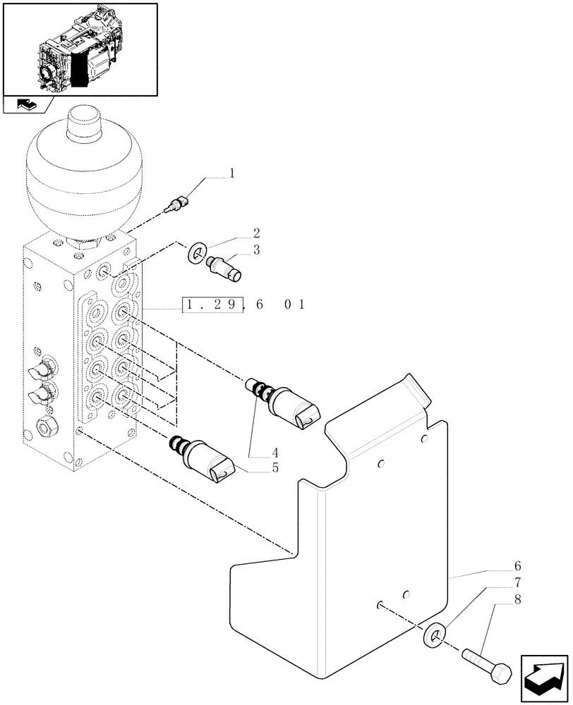 Схема запчастей Case IH PUMA 210 - (1.75.0[05]) - SOLENOID VALVES FOR TRANSMISSION CONTROL VALVE (06) - ELECTRICAL SYSTEMS