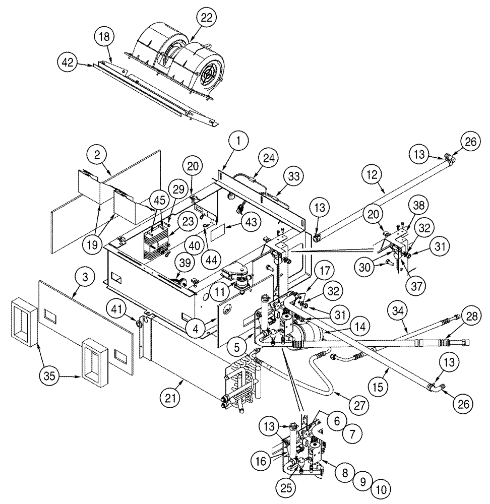 Схема запчастей Case IH 2344 - (09G-20[01]) - BOX ASSY - AIR CONDITIONING, BTW JJC0174360 & JJC0174449 (10) - CAB & AIR CONDITIONING