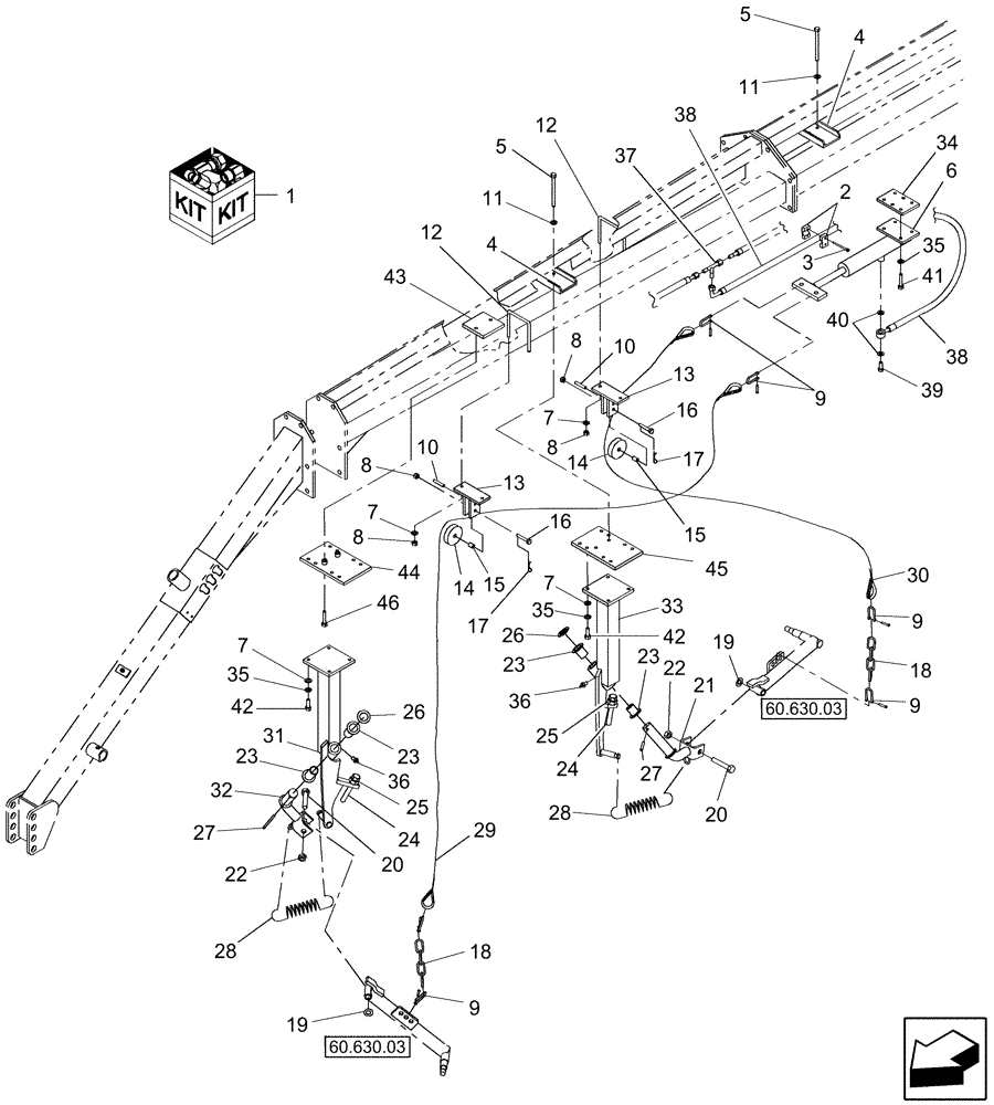 Схема запчастей Case IH WRX301 - (88.100.02) - DIA., CENTER KICKER, HYDRAULIC LIFT KIT (88) - ACCESSORIES