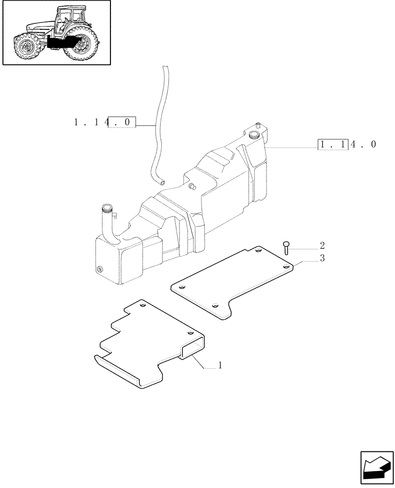 Схема запчастей Case IH JX100U - (1.14.7/01) - (VAR.131-132) FIRE SHIELD AND TANK (02) - ENGINE EQUIPMENT