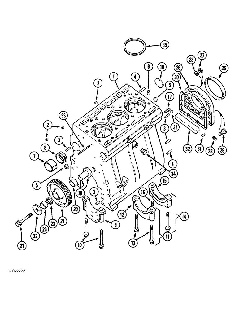 Схема запчастей Case IH 633 - (2-44) - CRANKCASE (02) - ENGINE