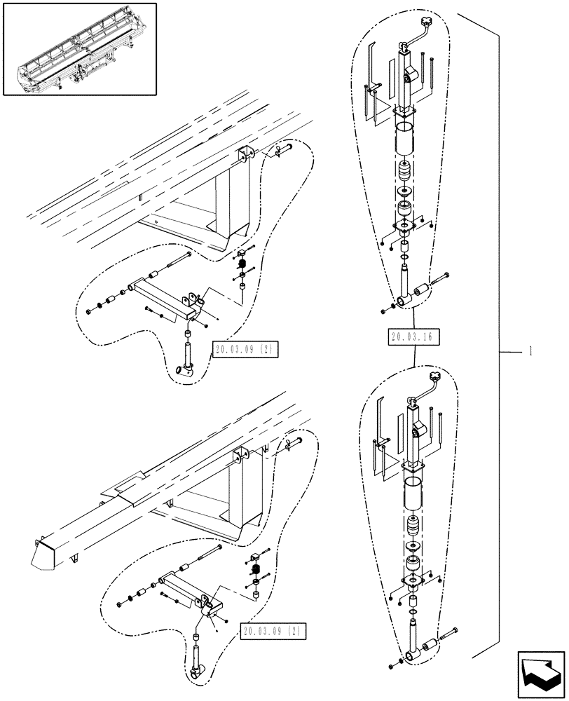 Схема запчастей Case IH DH302 - (20.03.18) - GAUGE WHEEL JACK AND ARM KIT (11) - WHEELS