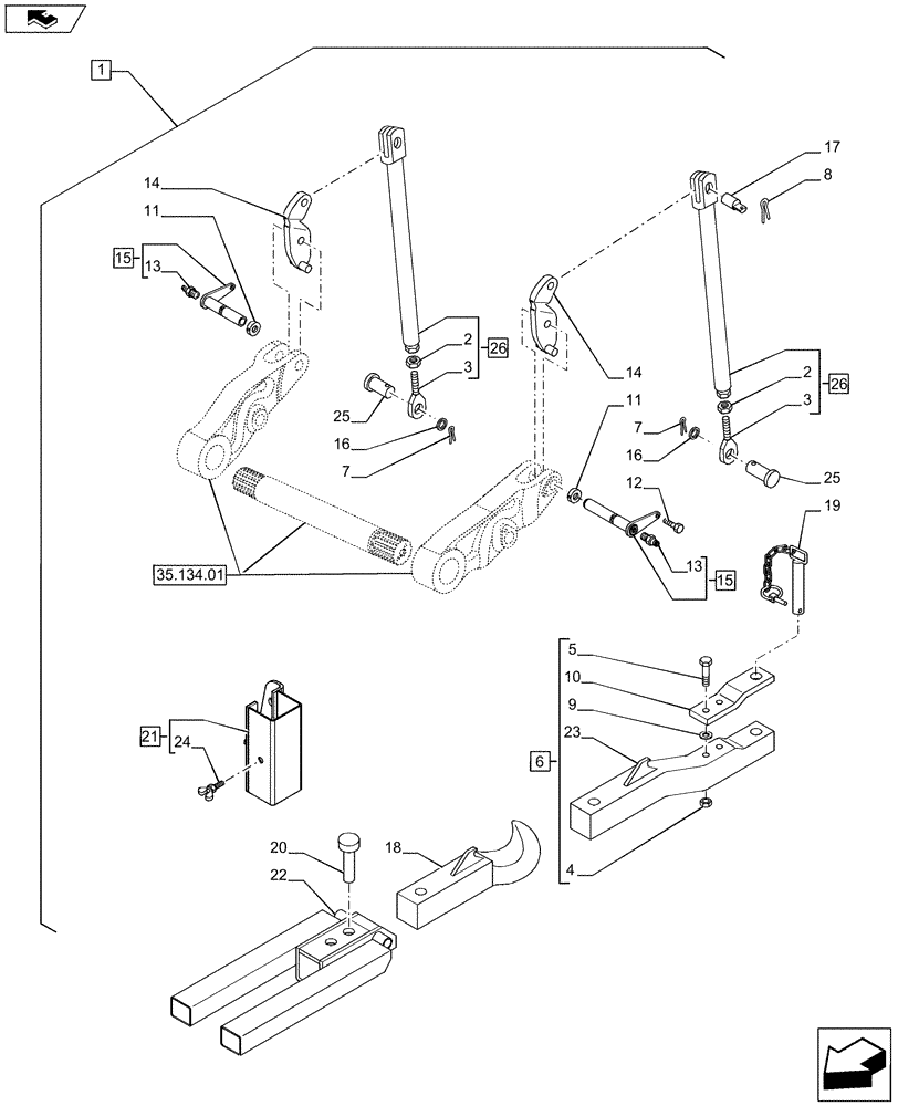 Схема запчастей Case IH PUMA 215 - (88.037.18[02]) - DIA KIT - HYDRAULIC AUTO PICK-UP HITCH WITH DRAWBAR - DRAWBAR AND TIE RODS (88) - ACCESSORIES